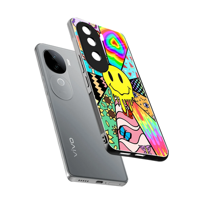 Y2K Doodle sleek vivo v40e cover with tempered glass back and TPU edges