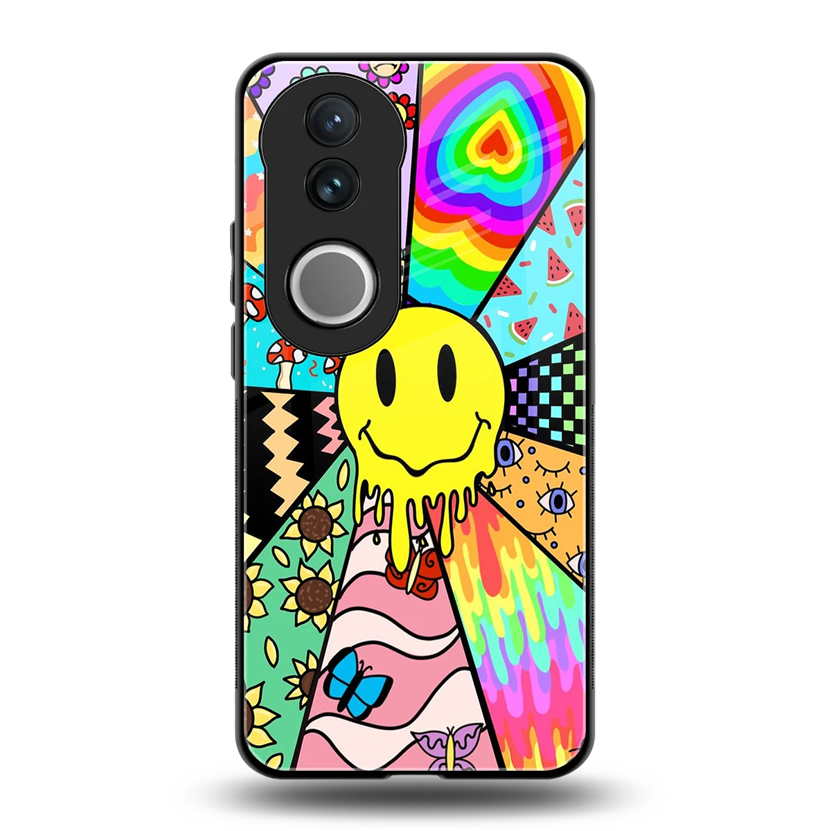 Y2K Doodle back phone cover | glass case for vivo v50