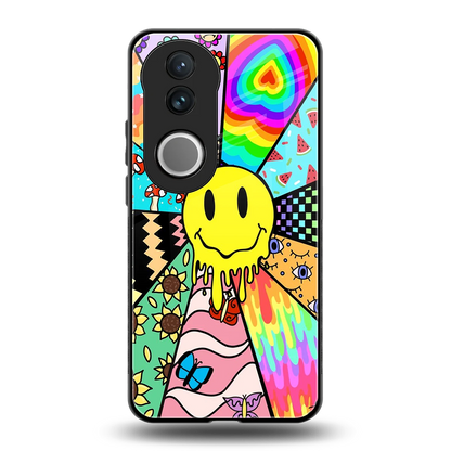 Y2K Doodle back phone cover | glass case for vivo v50