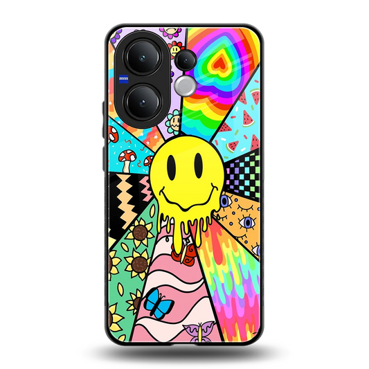 Y2K Doodle back phone cover | glass case for vivo v60