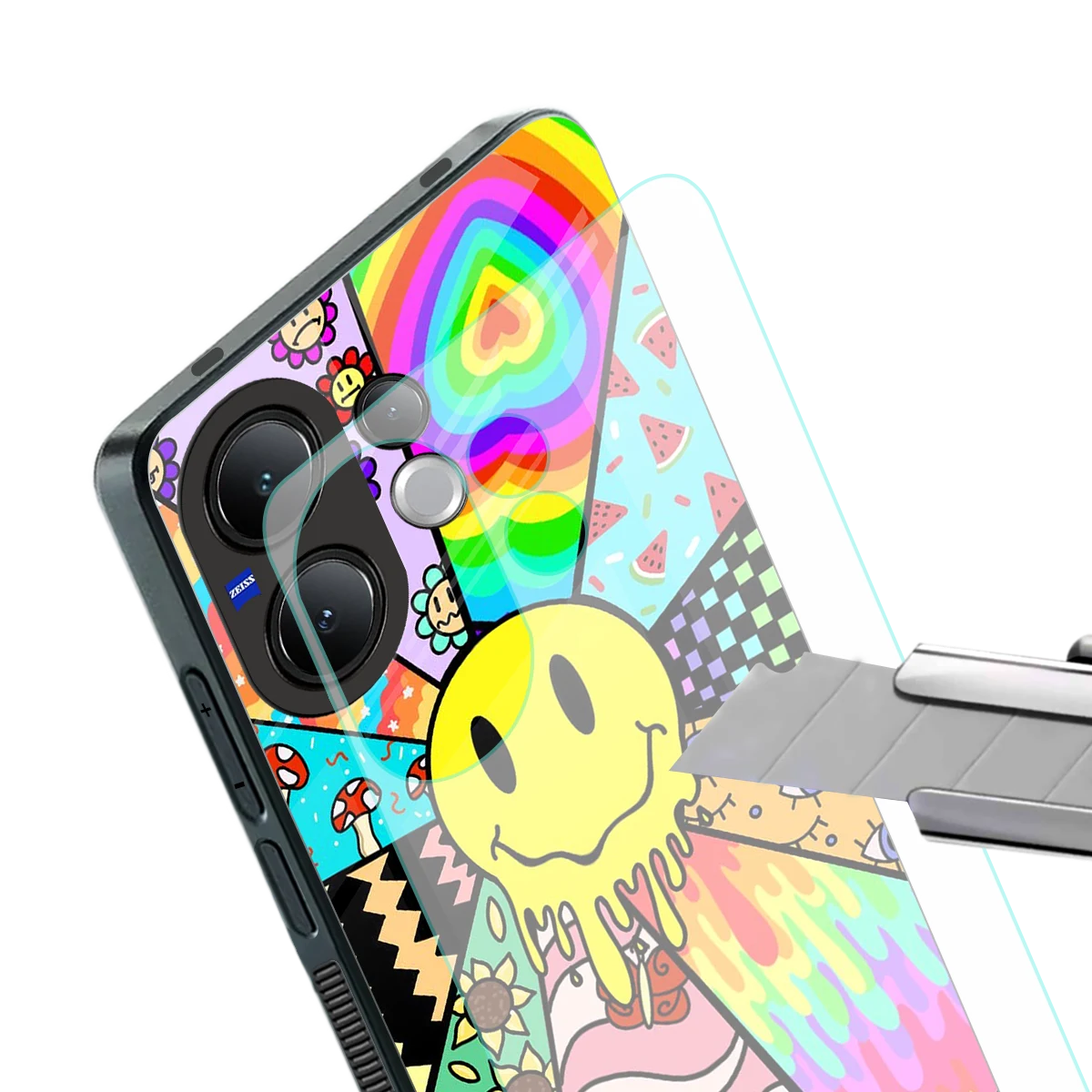 Y2K Doodle stylish phone case for vivo v60 | glossy glass and slim fit