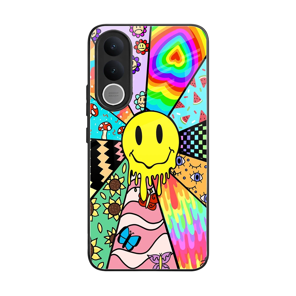 Y2K Doodle back phone cover | glass case for vivo v70 fe