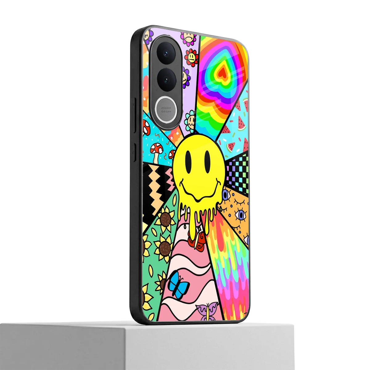 Y2K Doodle vivo v70 fe mobile cover | shockproof glass phone case