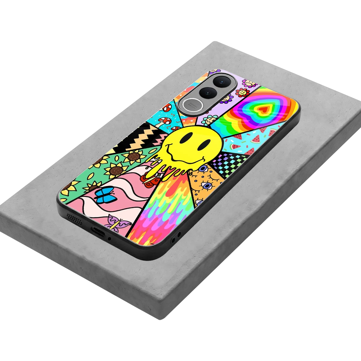 Y2K Doodle stylish phone case for vivo v70 fe | glossy glass and slim fit