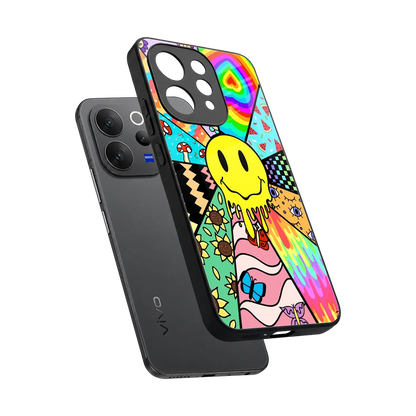 Y2K Doodle sleek vivo v70 elite cover with tempered glass back and TPU edges