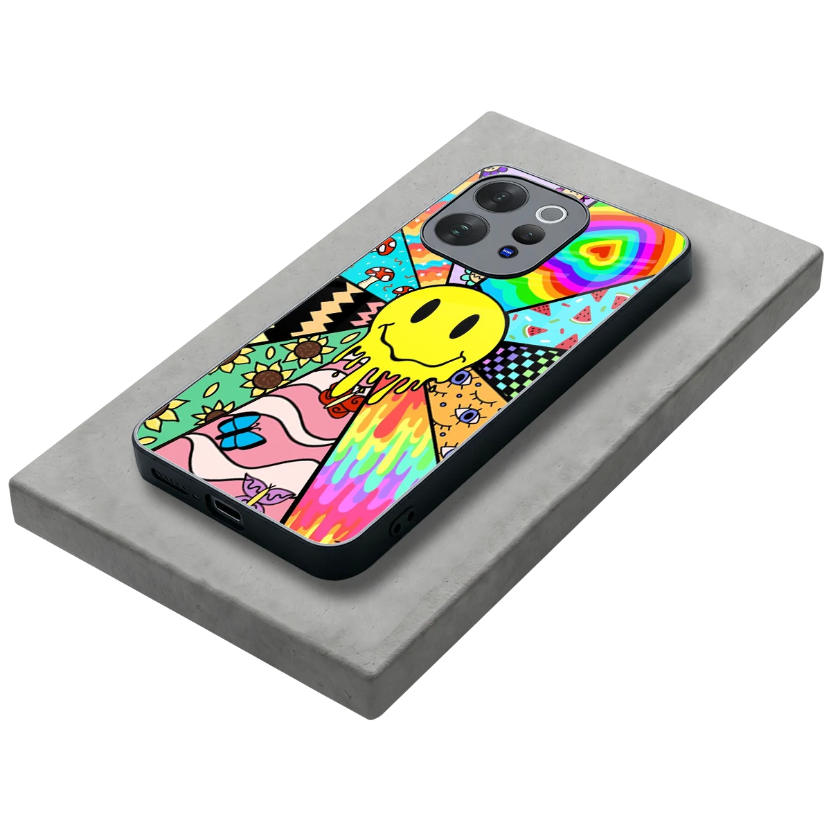 Y2K Doodle stylish phone case for vivo v70 | glossy glass and slim fit