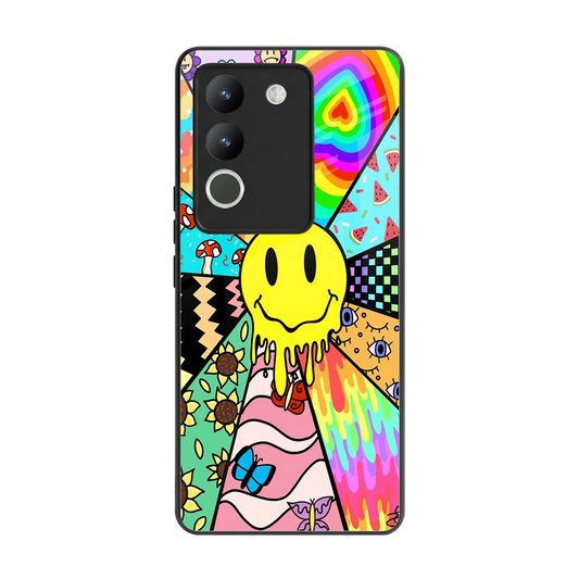 Y2K Doodle back phone cover | glass case for vivo y200 5g