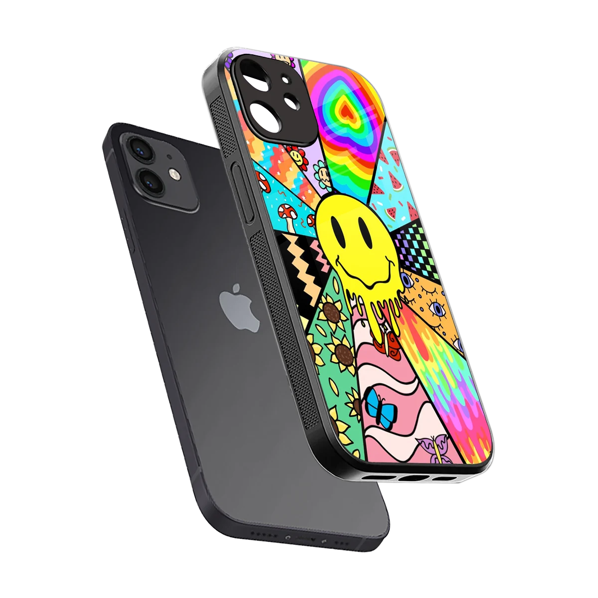 Y2K Doodle sleek iphone 11 cover with tempered glass back and TPU edges