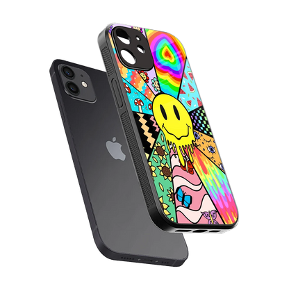 Y2K Doodle sleek iphone 11 cover with tempered glass back and TPU edges