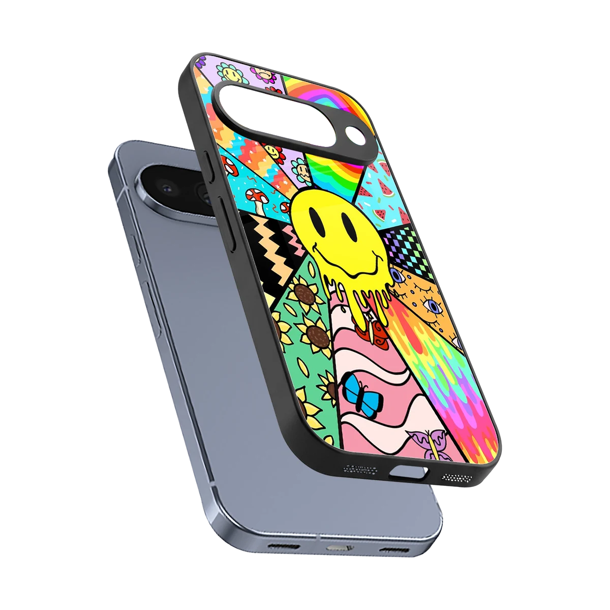 Y2K Doodle sleek google pixel 10 cover with tempered glass back and TPU edges