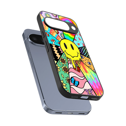 Y2K Doodle sleek google pixel 10 cover with tempered glass back and TPU edges