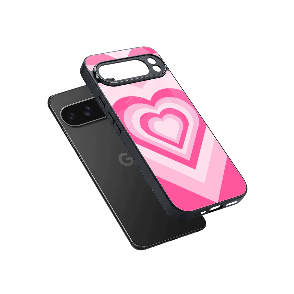 Y2K Flamingo Hearts sleek google pixel 10 pro xl cover with tempered glass back and TPU edges