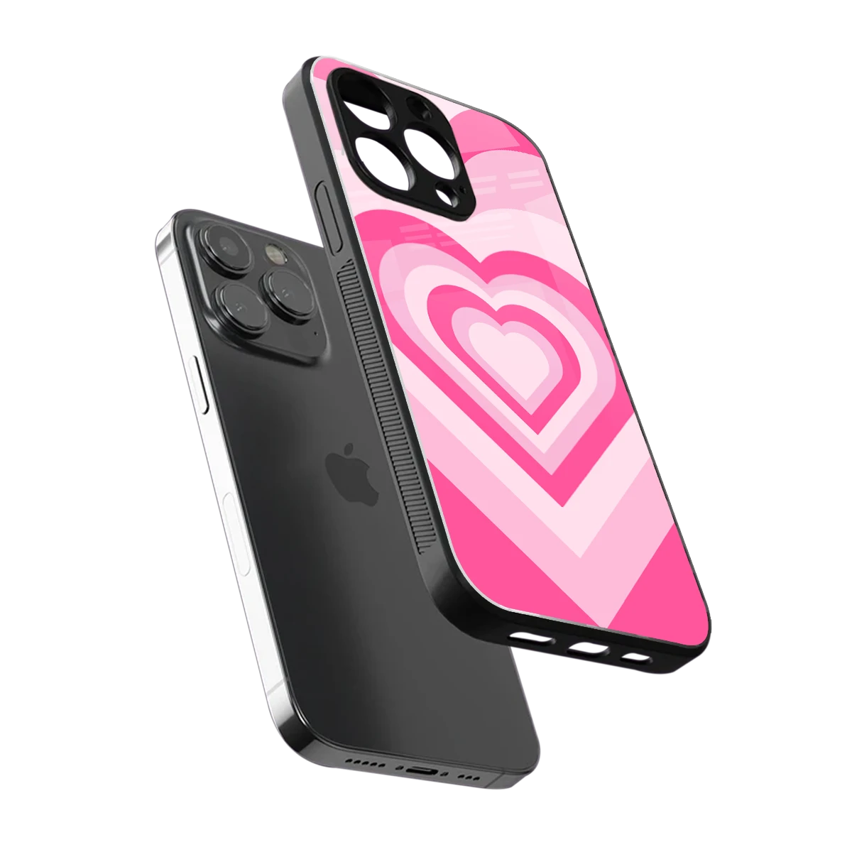 Y2K Flamingo Hearts sleek iphone 15 pro max cover with tempered glass back and TPU edges
