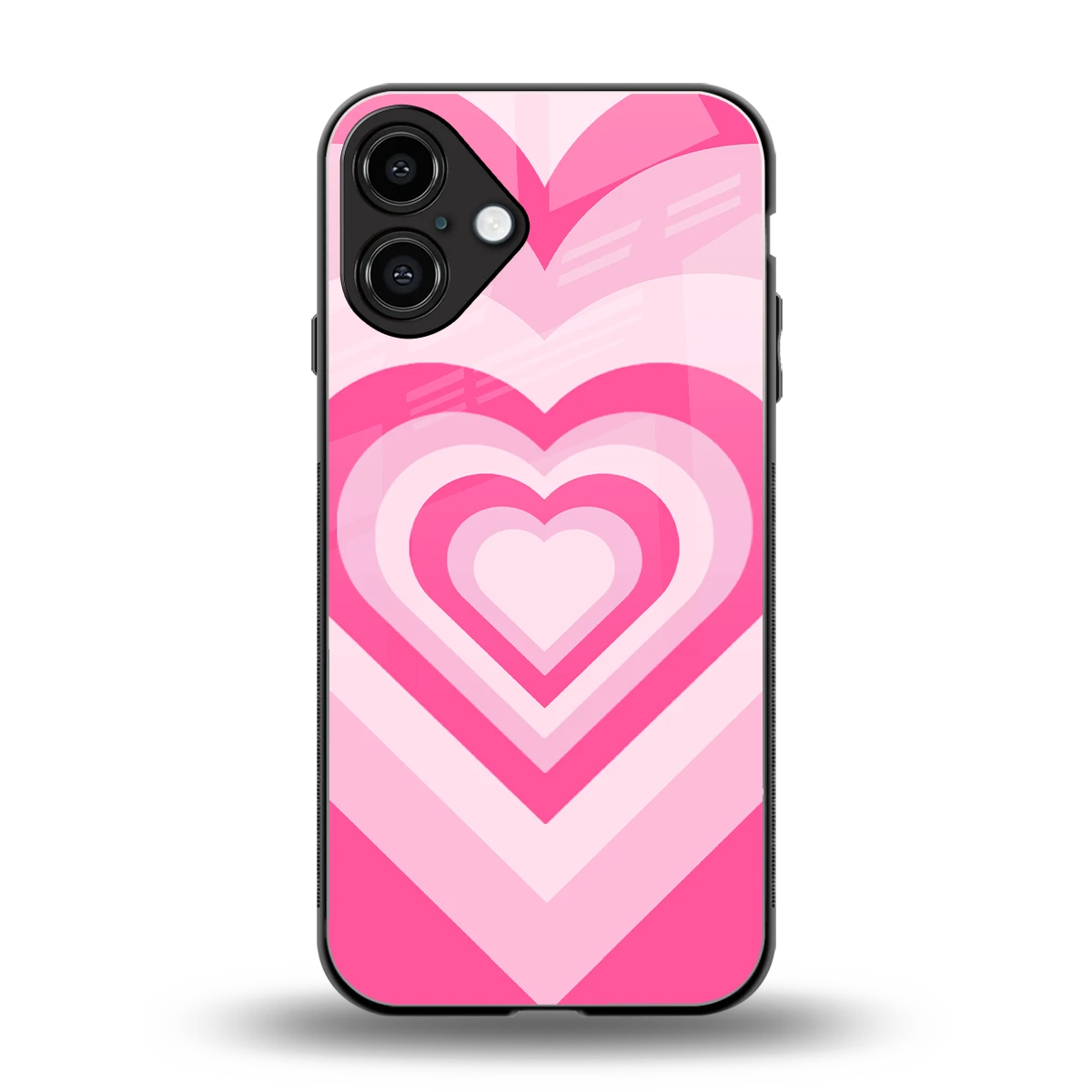 Y2K Flamingo Hearts back phone cover | glass case for iphone 16 plus