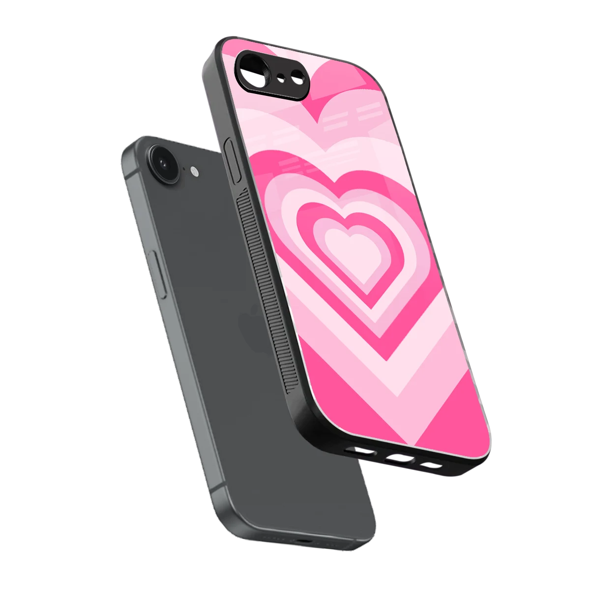 Y2K Flamingo Hearts sleek iphone 16e cover with tempered glass back and TPU edges