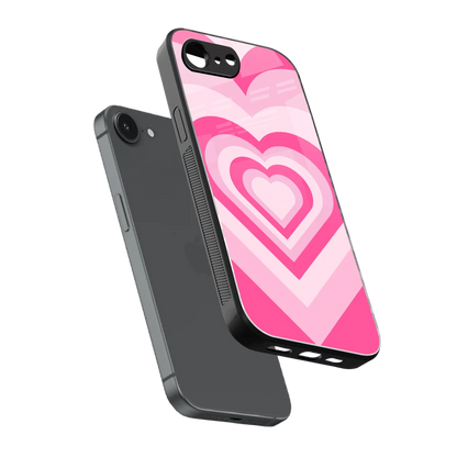Y2K Flamingo Hearts sleek iphone 16e cover with tempered glass back and TPU edges