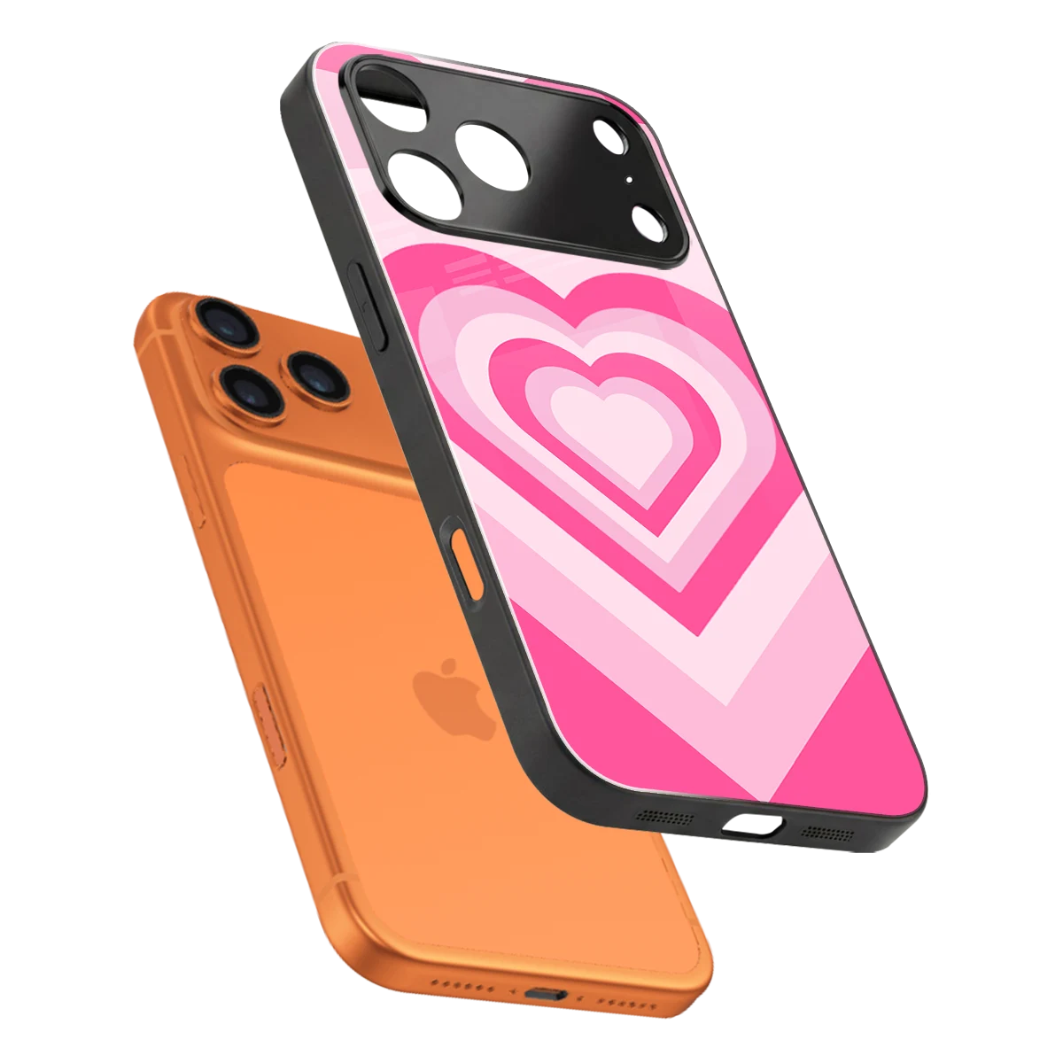 Y2K Flamingo Hearts sleek iphone 17 pro cover with tempered glass back and TPU edges
