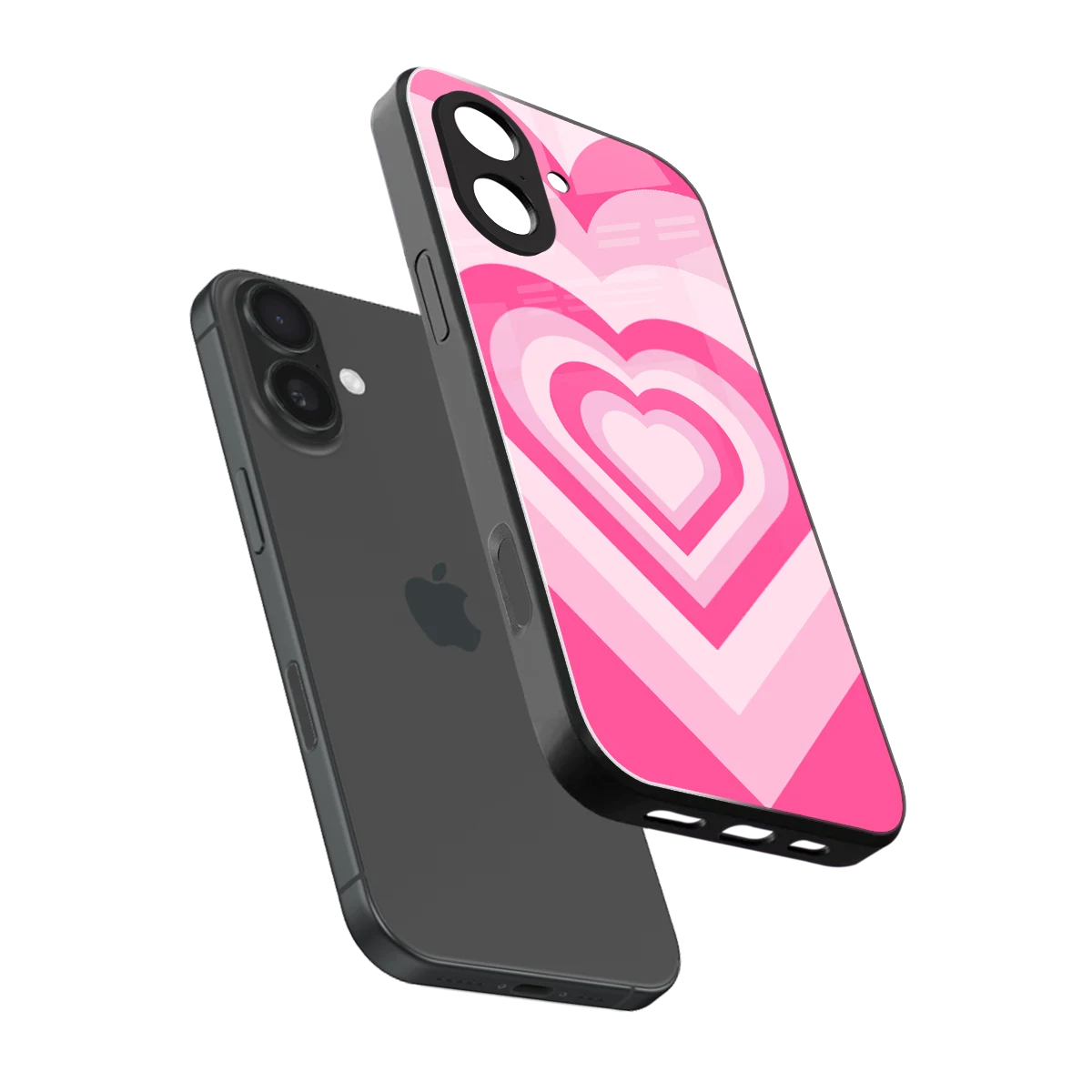 Y2K Flamingo Hearts sleek iphone 17 cover with tempered glass back and TPU edges