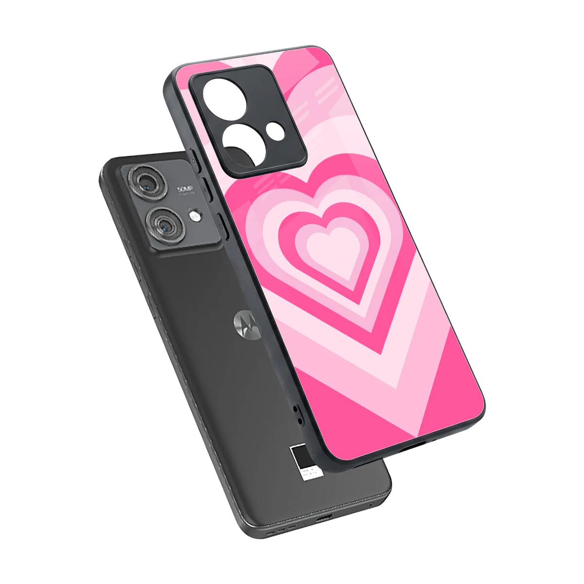 Y2K Flamingo Hearts sleek motorola edge 40 neo 5g cover with tempered glass back and TPU edges