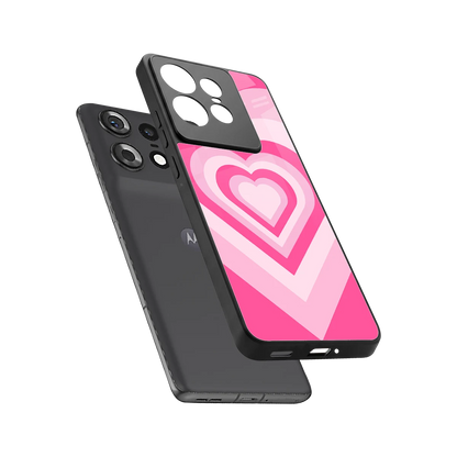 Y2K Flamingo Hearts sleek motorola edge 50 pro cover with tempered glass back and TPU edges
