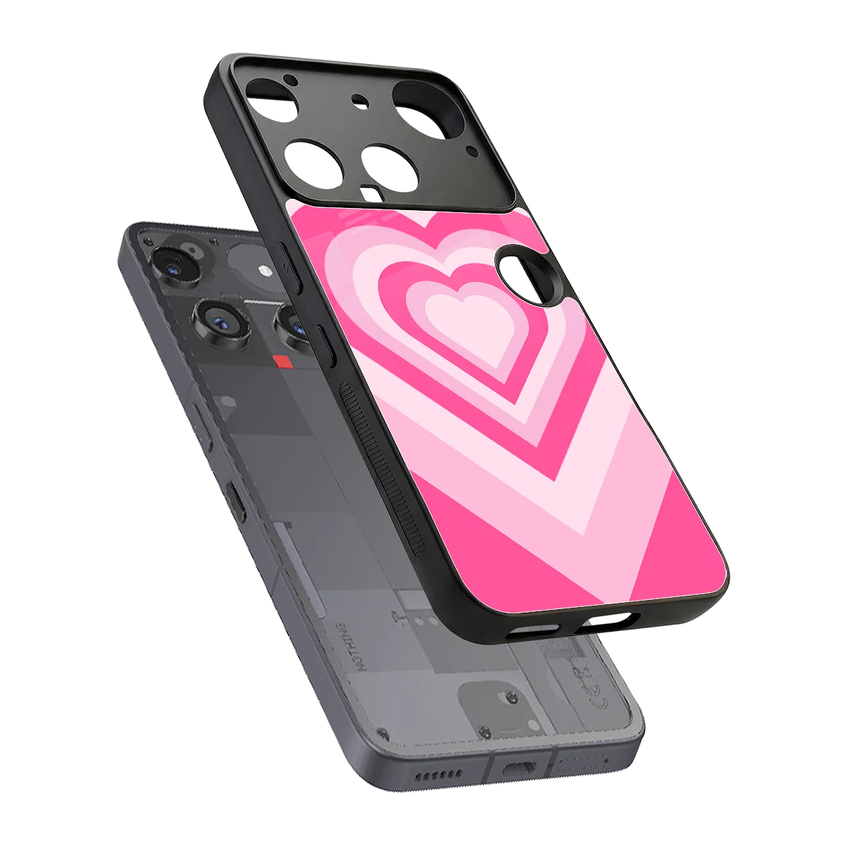 Y2K Flamingo Hearts sleek nothing phone 3 cover with tempered glass back and TPU edges