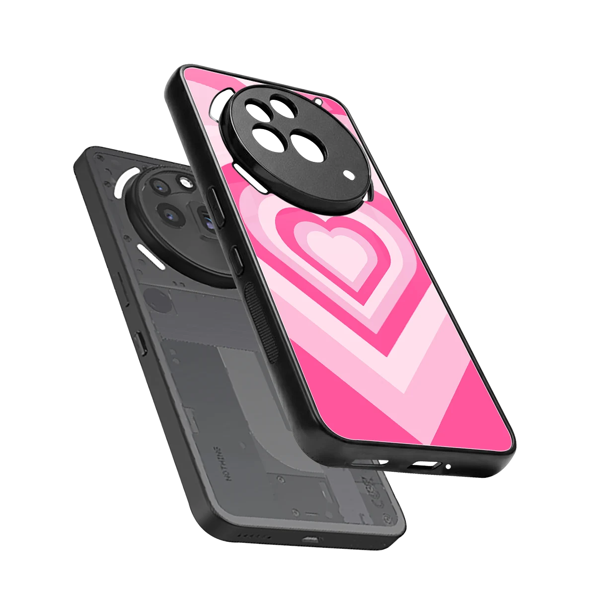 Y2K Flamingo Hearts sleek nothing phone 3a pro cover with tempered glass back and TPU edges