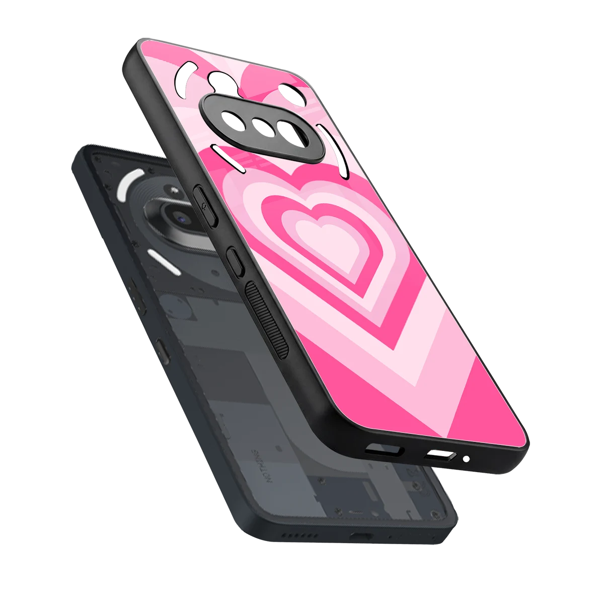 Y2K Flamingo Hearts sleek nothing phone 3a cover with tempered glass back and TPU edges