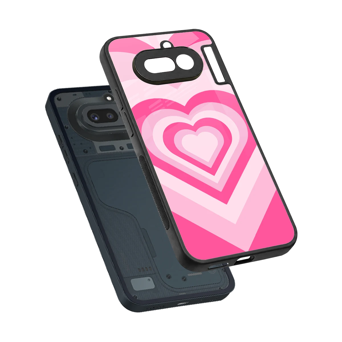 Y2K Flamingo Hearts sleek nothing phone 4a cover with tempered glass back and TPU edges