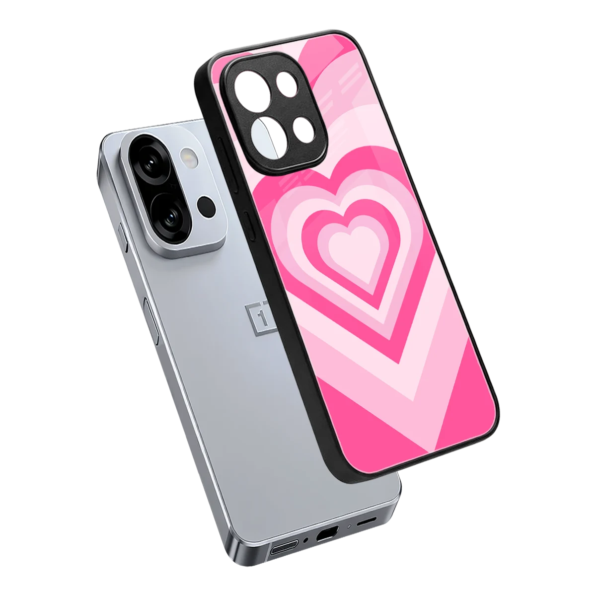 Y2K Flamingo Hearts sleek oneplus 13s cover with tempered glass back and TPU edges