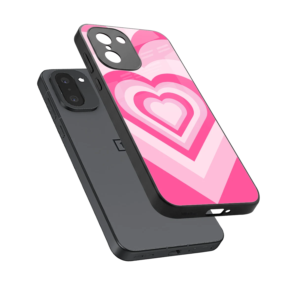 Y2K Flamingo Hearts sleek oneplus 15r cover with tempered glass back and TPU edges
