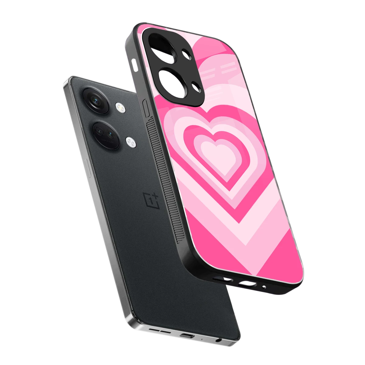 Y2K Flamingo Hearts sleek oneplus nord 3 cover with tempered glass back and TPU edges