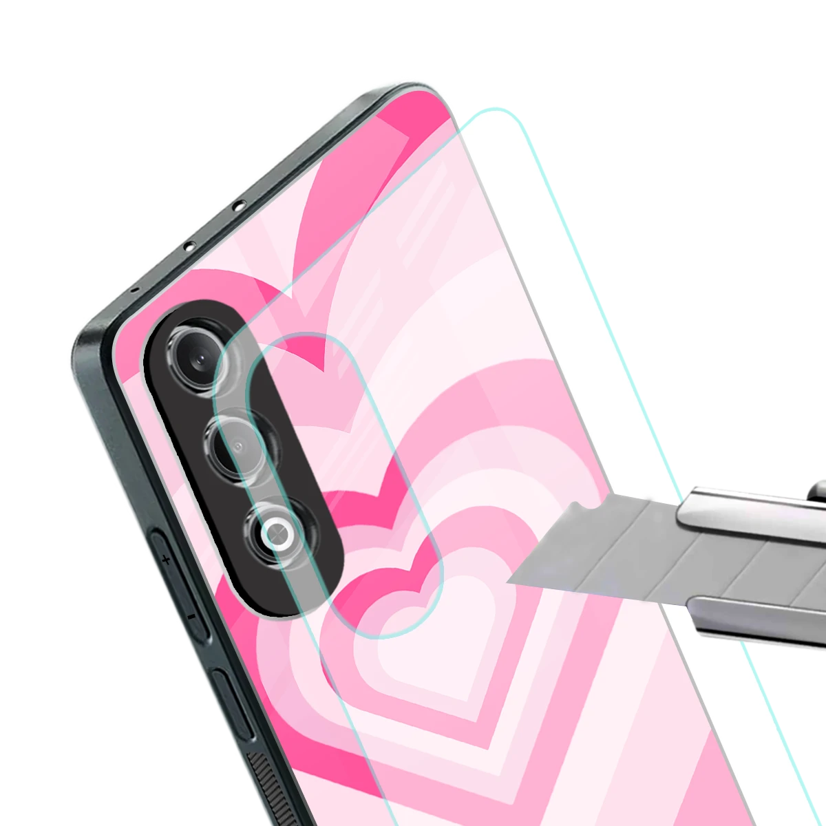 Y2K Flamingo Hearts stylish phone case for oneplus nord ce 4 | glossy glass and slim fit