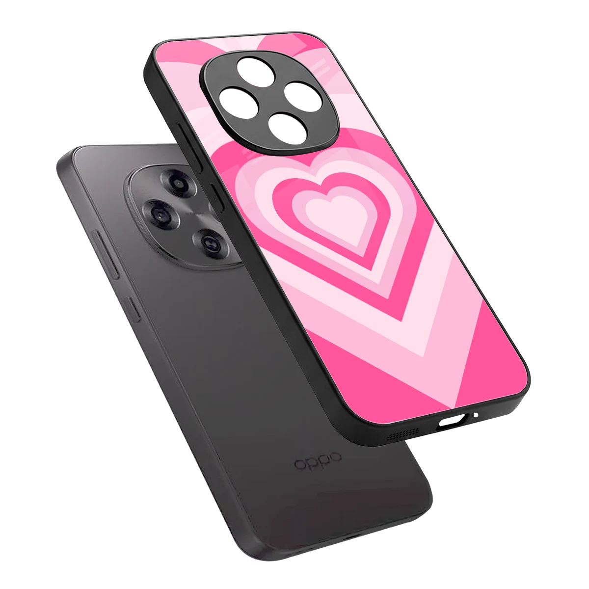 Y2K Flamingo Hearts sleek oppo f31 pro 5g cover with tempered glass back and TPU edges
