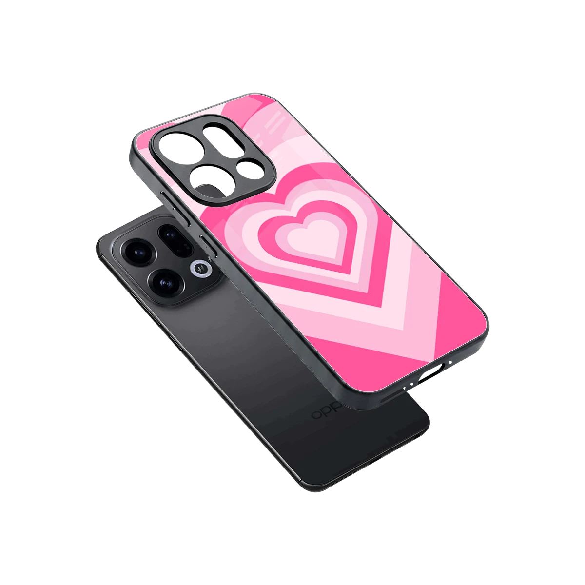 Y2K Flamingo Hearts sleek oppo find x9 cover with tempered glass back and TPU edges