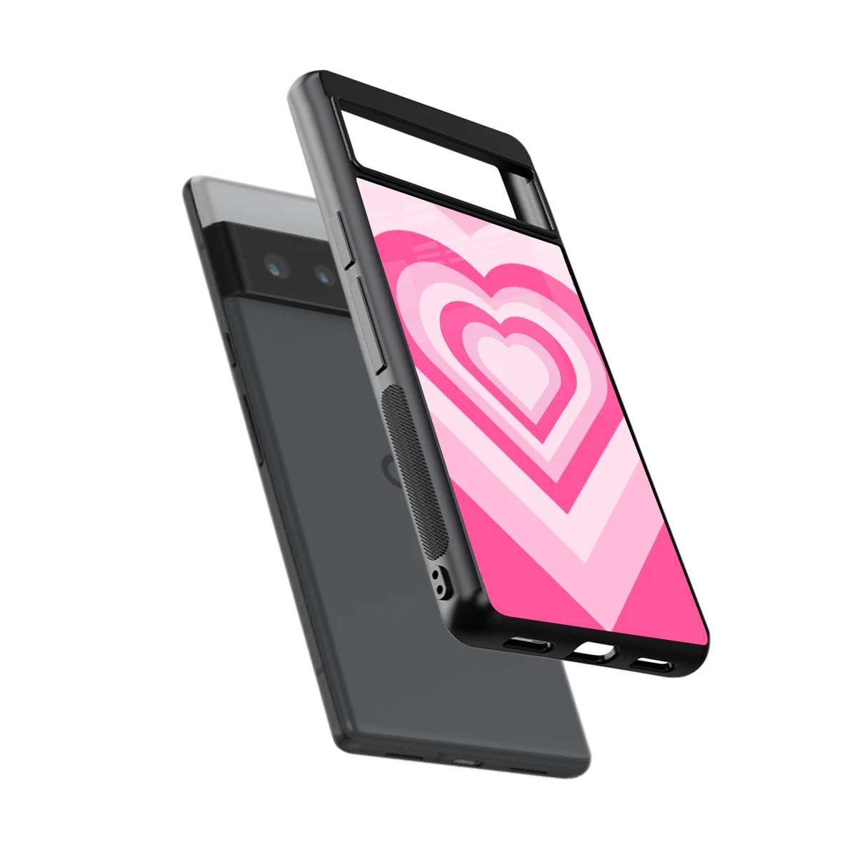 Y2K Flamingo Hearts sleek google pixel 6 pro cover with tempered glass back and TPU edges