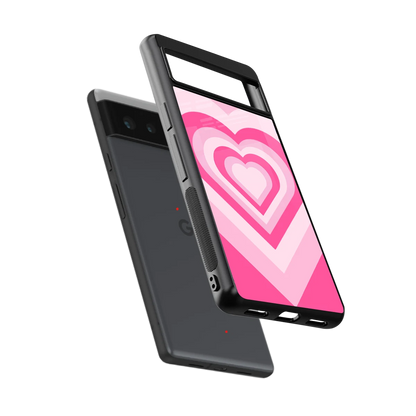 Y2K Flamingo Hearts sleek google pixel 6 cover with tempered glass back and TPU edges