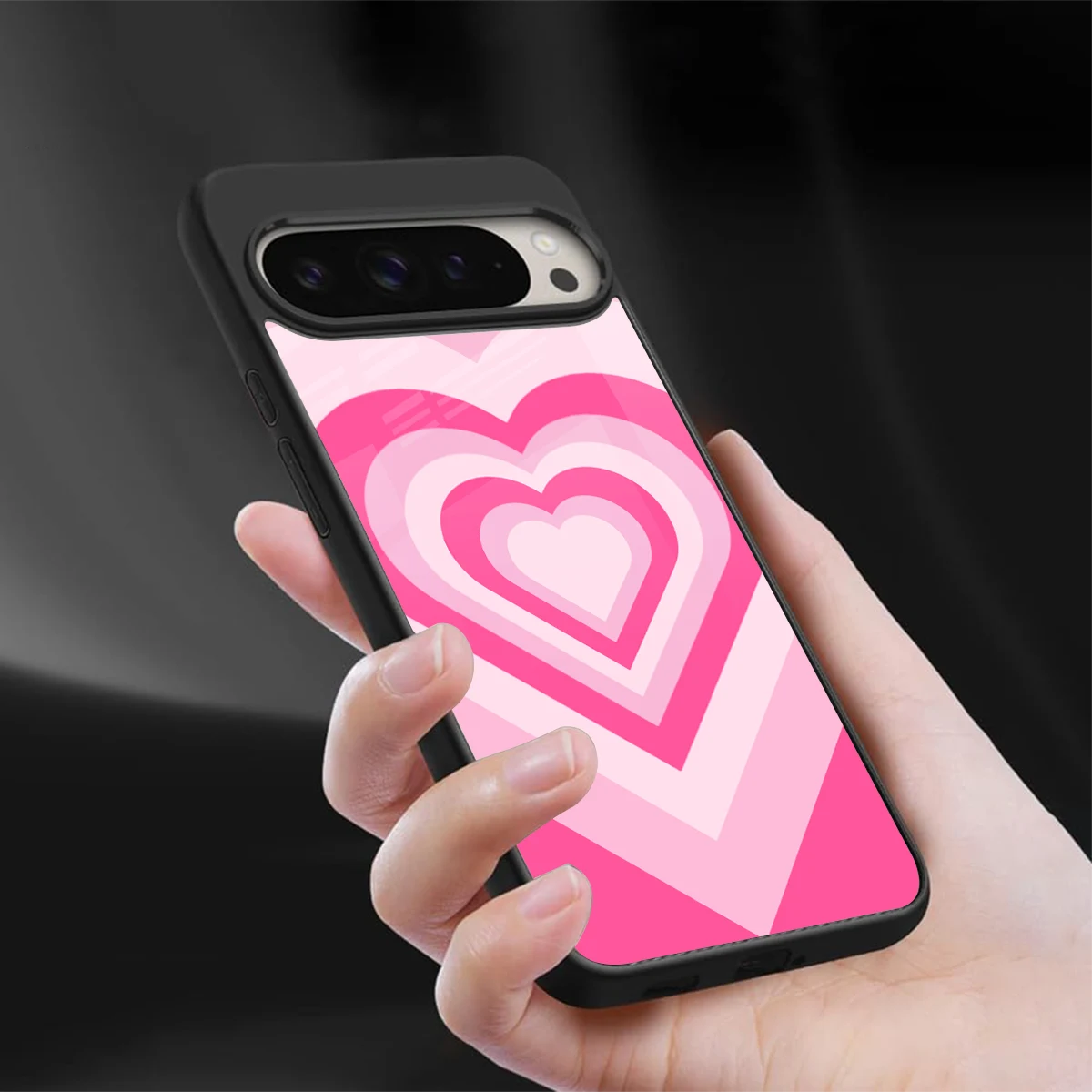 Y2K Flamingo Hearts sleek google pixel 9 pro xl cover with tempered glass back and TPU edges