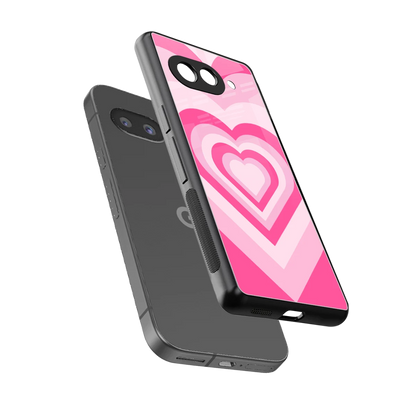 Y2K Flamingo Hearts sleek google pixel 9a cover with tempered glass back and TPU edges