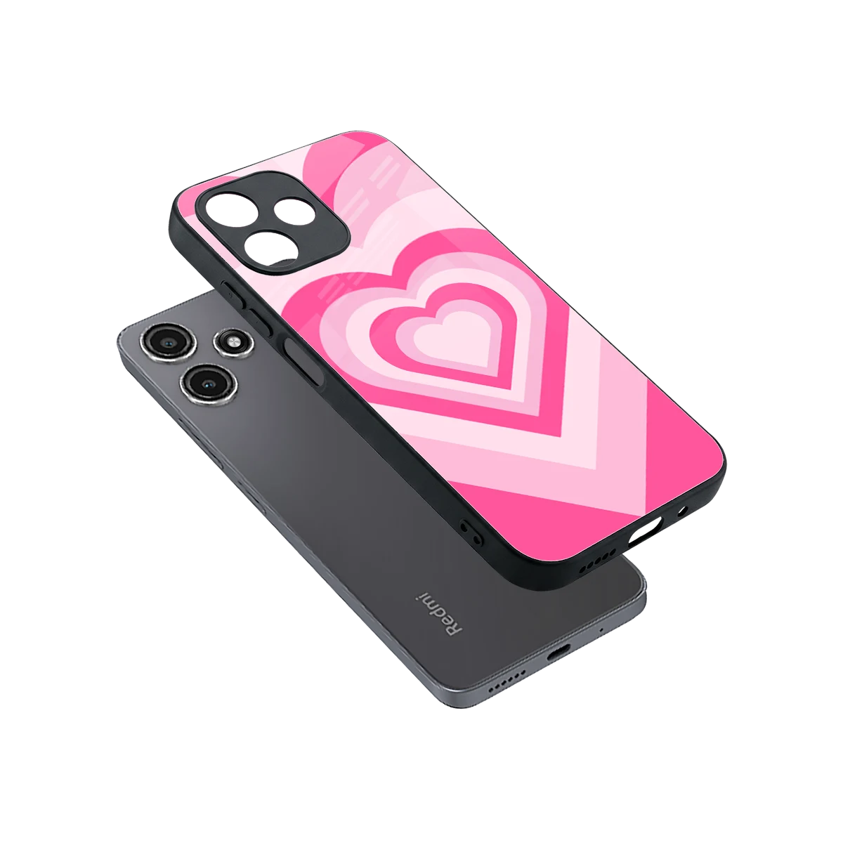 Y2K Flamingo Hearts sleek redmi 12 5g cover with tempered glass back and TPU edges