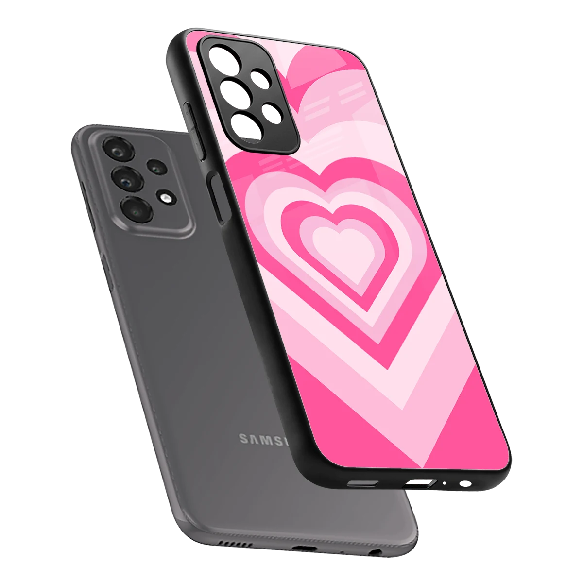 Y2K Flamingo Hearts sleek samsung galaxy a23 cover with tempered glass back and TPU edges