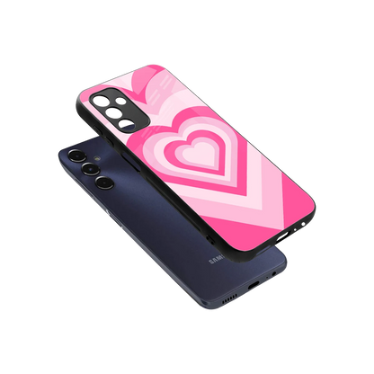 Y2K Flamingo Hearts sleek samsung galaxy m14 5g cover with tempered glass back and TPU edges