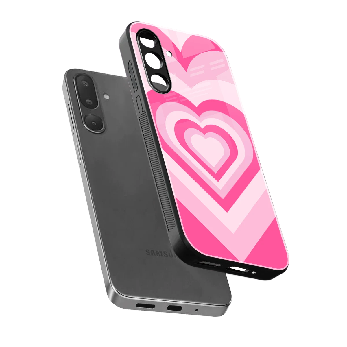 Y2K Flamingo Hearts sleek samsung galaxy m56 5g cover with tempered glass back and TPU edges