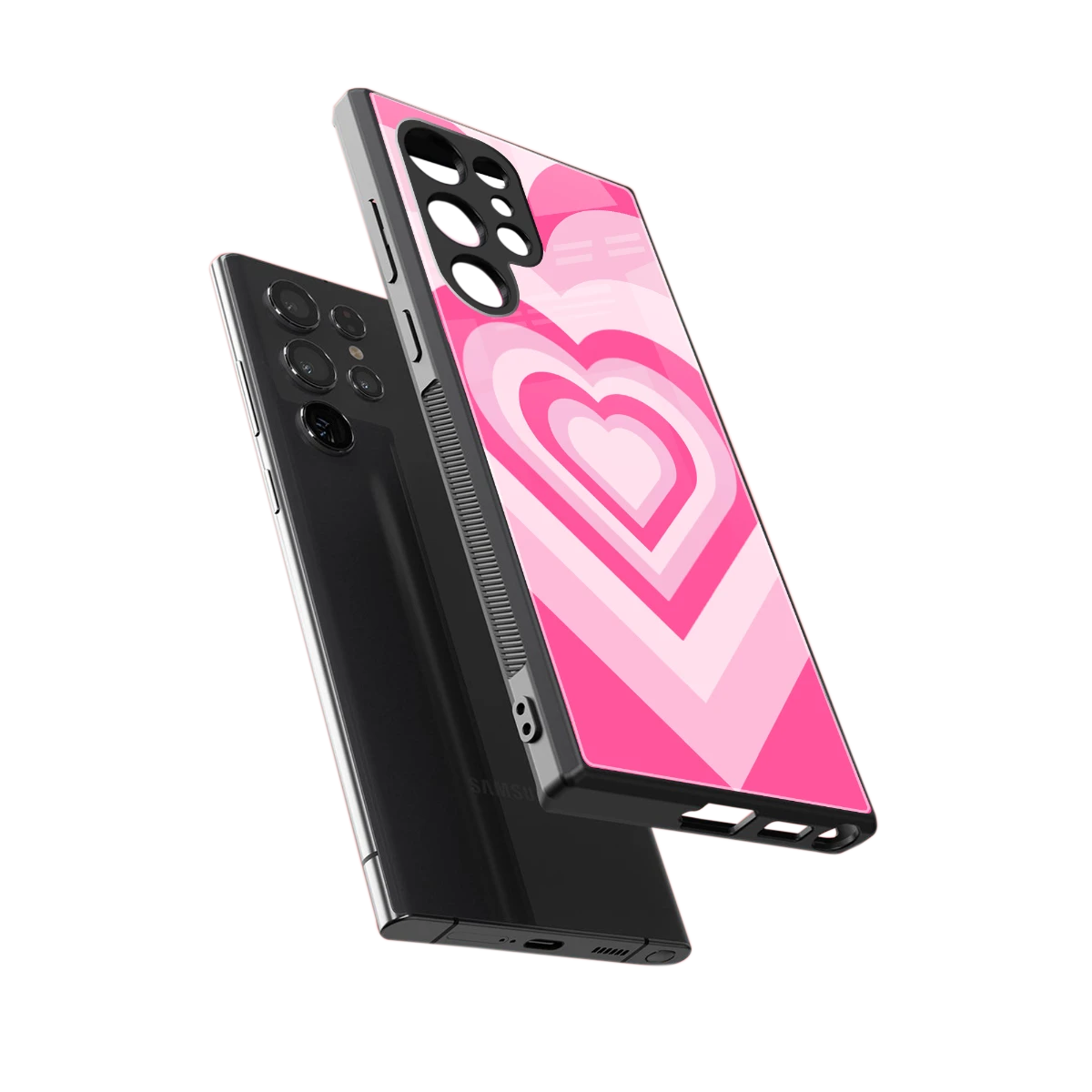 Y2K Flamingo Hearts sleek samsung galaxy s24 ultra cover with tempered glass back and TPU edges