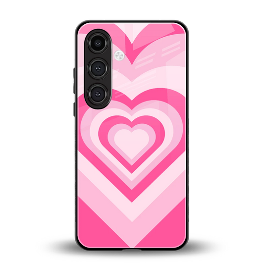 Y2K Flamingo Hearts back phone cover | glass case for samsung galaxy s24