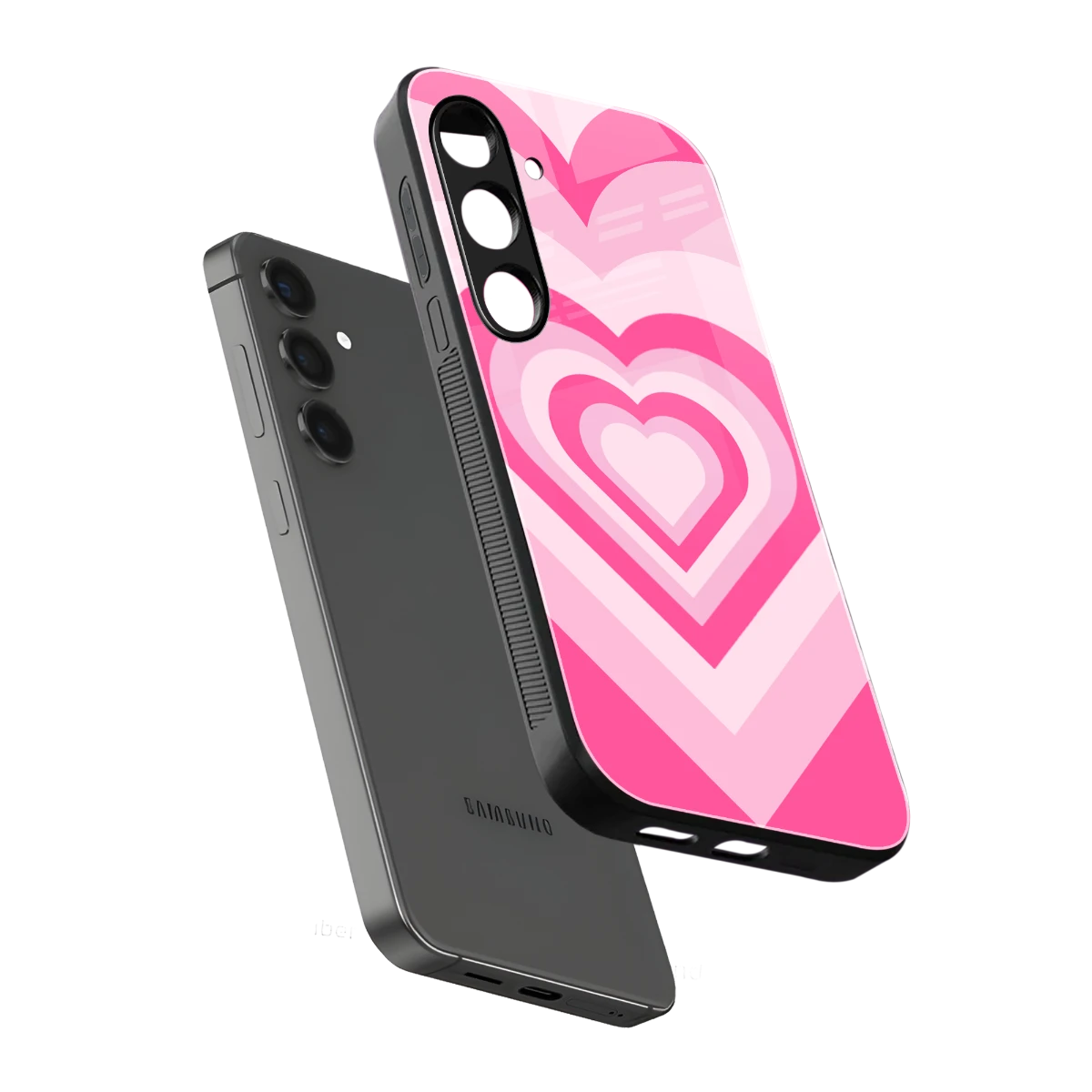 Y2K Flamingo Hearts sleek samsung galaxy s24 fe cover with tempered glass back and TPU edges