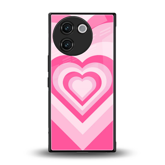 Y2K Flamingo Hearts back phone cover | glass case for vivo v30e