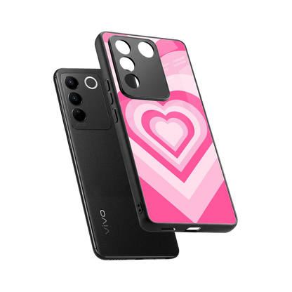 Y2K Flamingo Hearts sleek vivo v27 5g cover with tempered glass back and TPU edges
