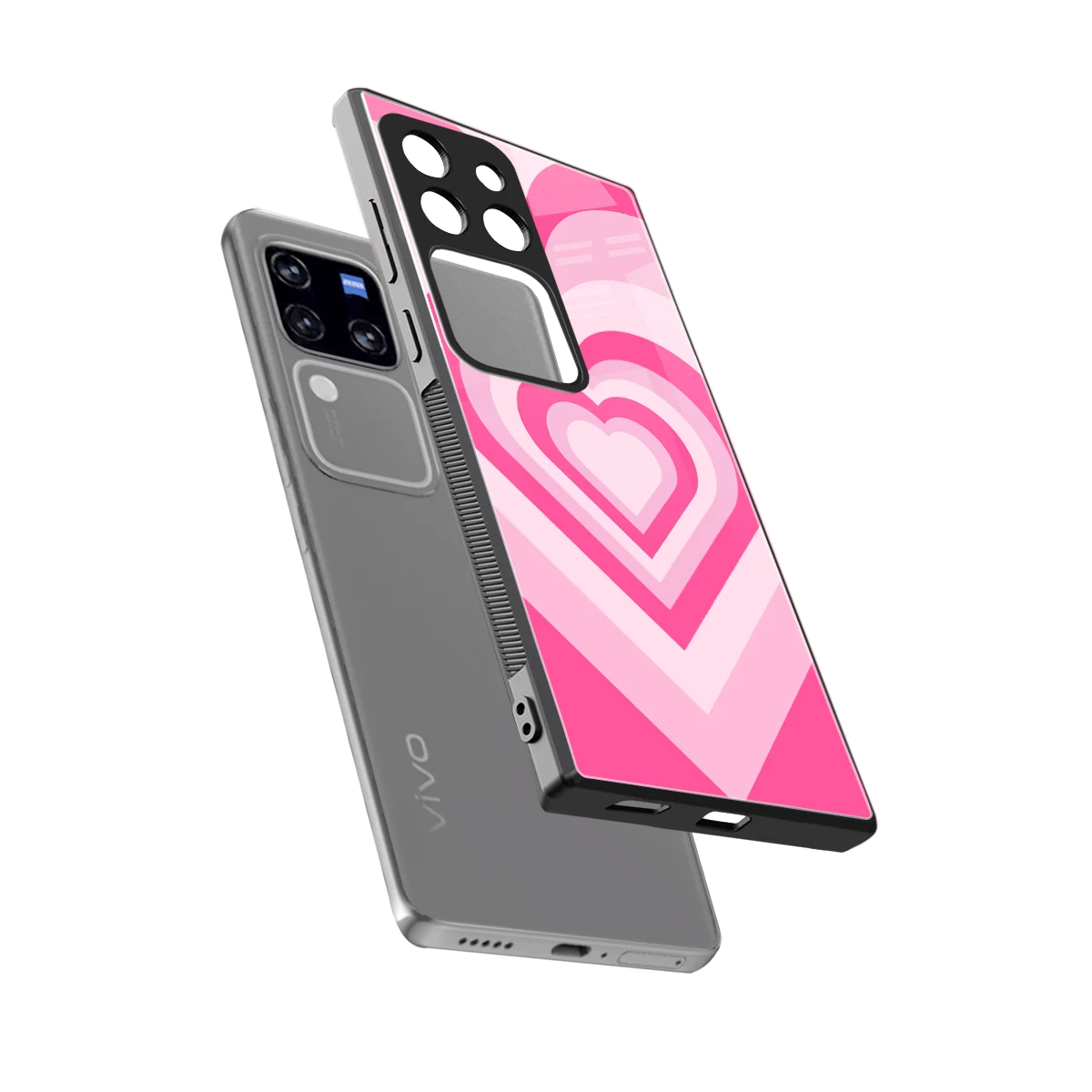 Y2K Flamingo Hearts sleekvivo v30 pro cover with tempered glass back and TPU edges