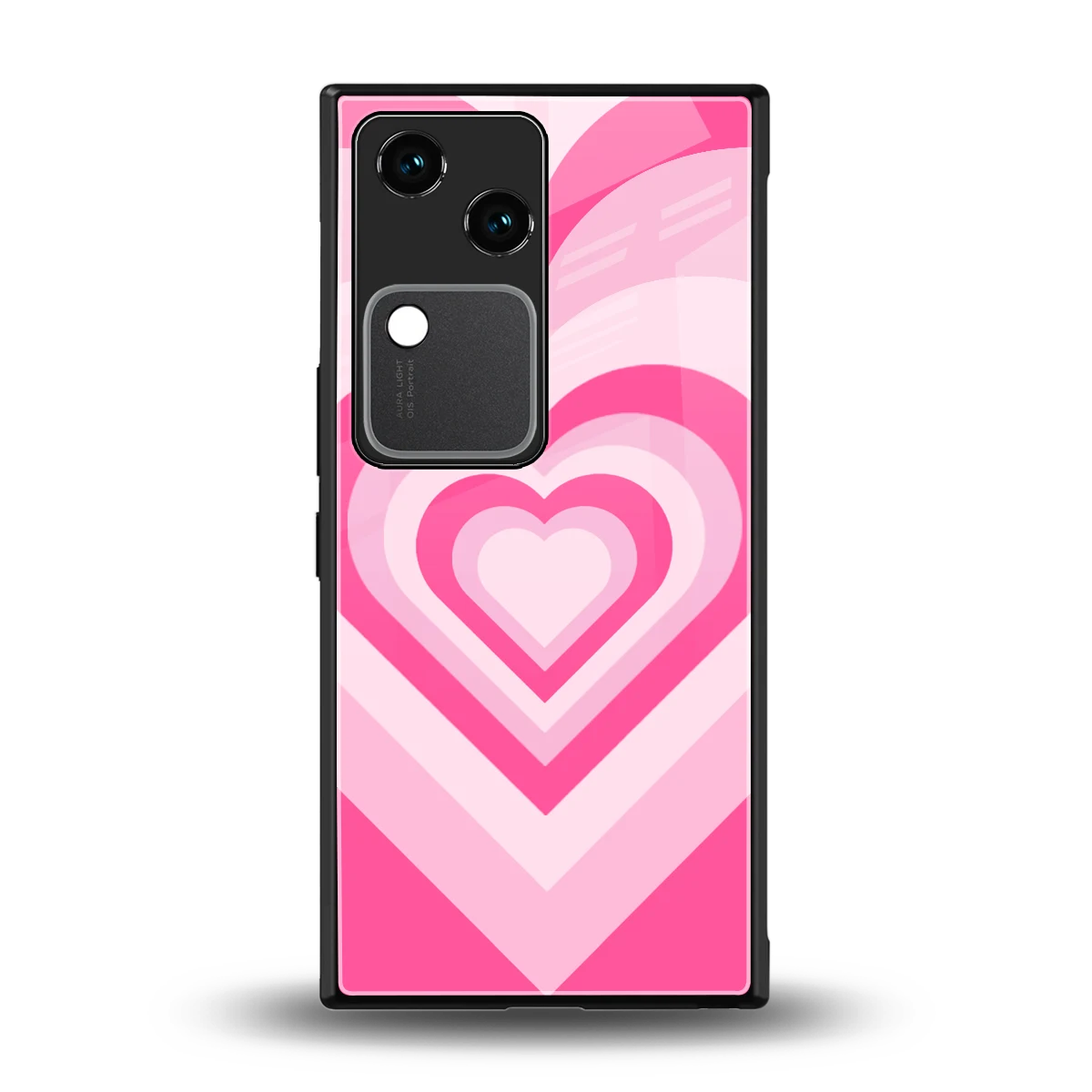 Y2K Flamingo Hearts back phone cover | glass case for vivo v30