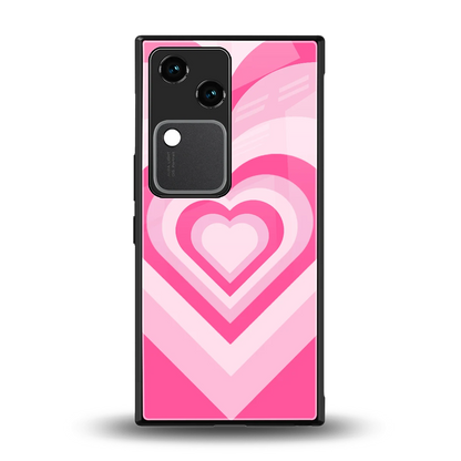 Y2K Flamingo Hearts back phone cover | glass case for vivo v30